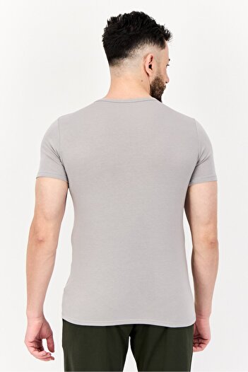 SLOGGI Men 2 Pieces Round Neck Short Sleeve Brand Logo Undershirt, Grey