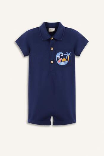 DeFacto Palm Print Short Sleeve Jumpsuit for Baby Boy - C5916A524SM