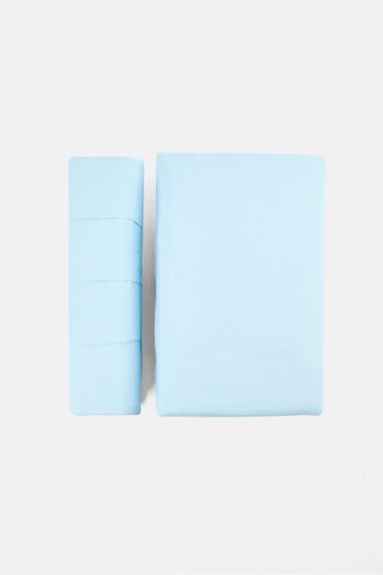 U.S. Polo Assn. 6 Pieces Queen Plain Flat Sheet With Pillow Case Set, Light Blue