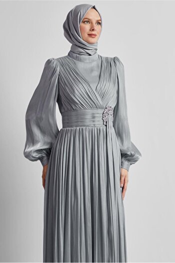 Alvina Stone Detailled Evening Dress 50520