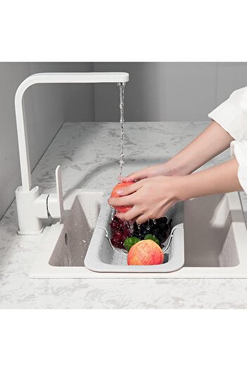 fulina Over the Sink Colander Strainer, Retractable Kitchen Sink Basket for Vegetables and Fruits, Extendab