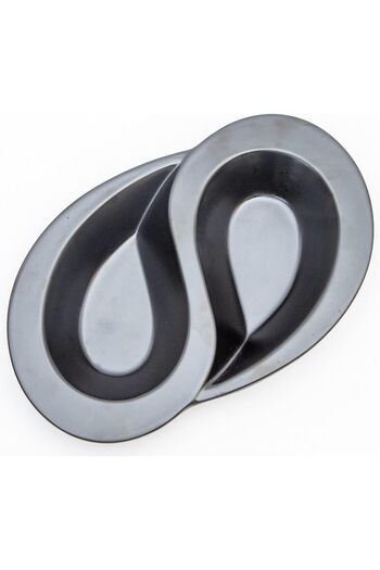 cc bin shihon Two-segment melamine plate, matte black, 25.5cm