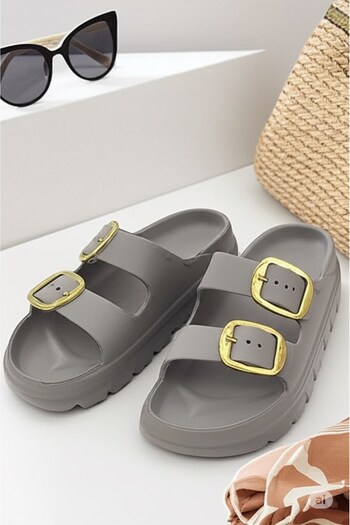 LETAO Trendy Women's Anthracite Double Buckle Orthopedic Comfortable Wet Floor Suitable Pool Beach Slippers
