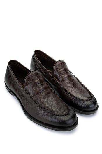Tamer Tanca Men's Genuine Leather Brown Loafer Shoes