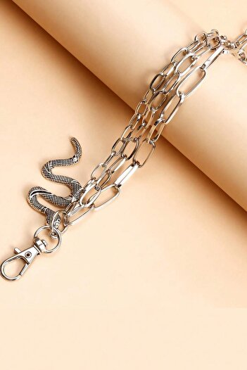 New Obsessions Snake Figured Chain Waist Pantalon Accessory