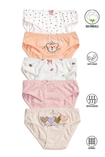 ÖZKAN underwear Özkan 41603 Pachet de 5 chiloți moale din bumbac cu modele de culori mixte pentru fete