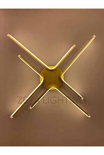 Zeya Lighting Yüksek Aydınlatmalı Kuzey Yıldızı Model Gold Tavan Plafonyer Led avize, 3 Renk Aydınlatma