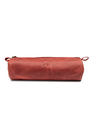 Toro Nero Penny red genuine leather pencil case