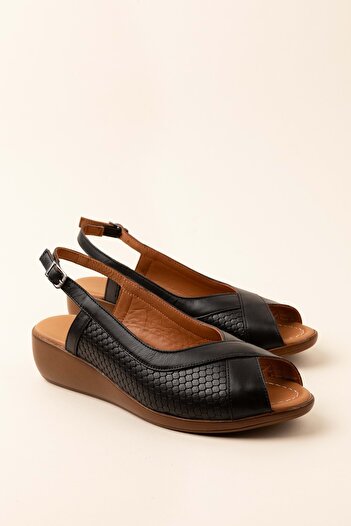 Gondol Genuine Leather Wedge Heeled Comfortable Mother Sandals Mlk.5812