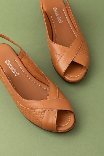 Gondol Genuine Leather Wedge Heeled Comfortable Mother Sandals Mlk.5812