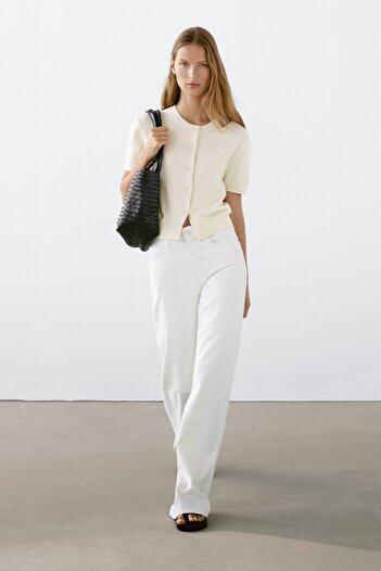Massimo Dutti Pamuklu kısa kollu triko hırka