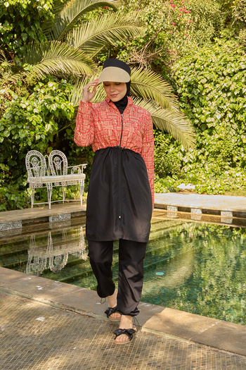 Starinci Mayo Hijab Swimsuit All Parachute Top Patterned Orange
