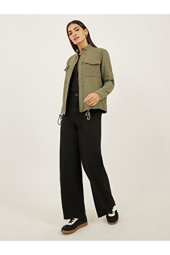 Styli Crinkled Regular Fit Regular Length Jacket with Pockets