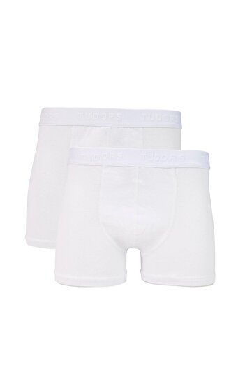 Tudors Pánske 2-dielne biele boxerky z bavlny Lycra z elastickej látky
