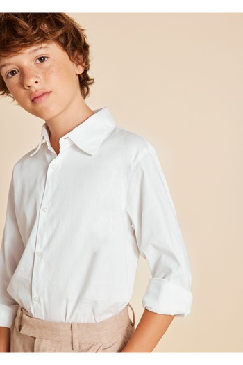 MAYORAL Boy's Long Sleeve Micro Printed Shirt White 6142