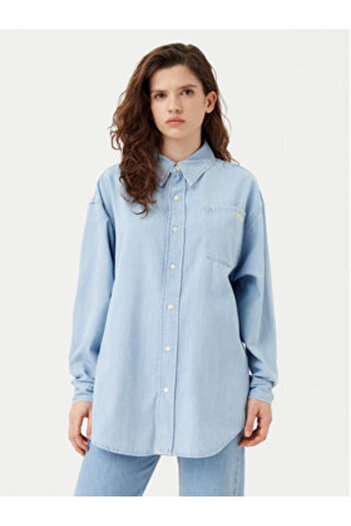 Calvin Klein Jeans Γυναικείο Τζιν Πουκάμισο J20J225010 Ανοιχτό Μπλε