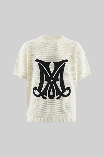 Machinist Mchnst Knit m Letter Applique Tee Ecru