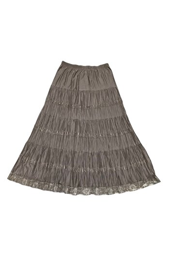 ECE GİYİM Women's Elastic Waist Folded Gypsy Skirt