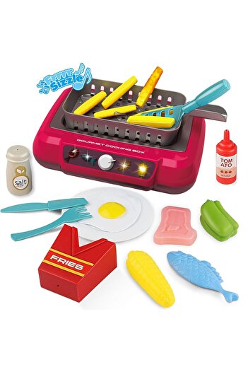 Choice1 2A550-Red Kitchen Color-Changing Toys Food Gourmet Cooking Box Toy With Light 20PCS Simulation Plays