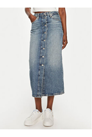 Tommy Hilfiger Fustă din denim pentru femei WW0WW42879 Albastră