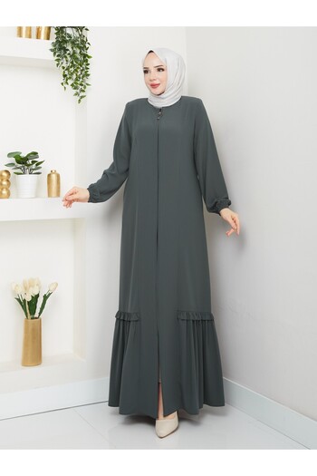 SG SARİALGİYİM New Season Skirt with Pleat Detail, Special Cut, Elastic Sleeves, Full Length, Zippered, Summer Quality Ferace