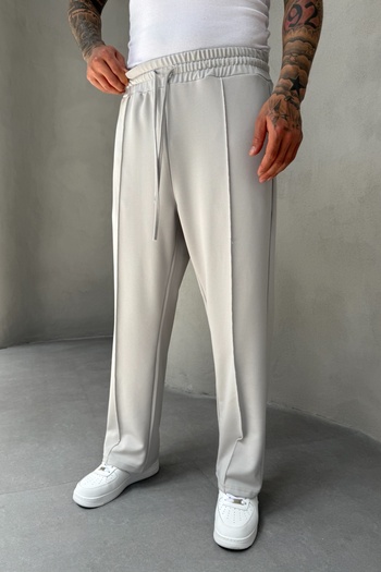 MADZEYMODA Men's Baggy Fit Grass Detailed Lycra Gray Jogger Trousers Ke-5063