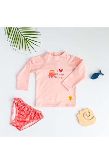 Mama Yoyo Baby&Kids Uv Protection Long Sleeve Swimsuit Bottom Top Suit // Octo-Love Heart Pattern - (Hat Not Included)