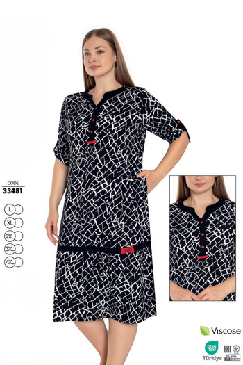 Juliet Deluxe Γυναικείο φόρεμα με μοτίβο με κουμπιά από ύφασμα βισκόζης 33481