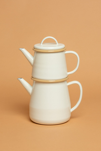 EBUTAY Crema Di Siena Enamel Cream Teapot Set
