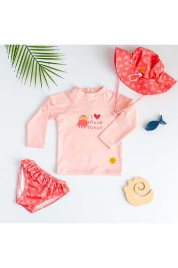 Mama Yoyo Baby&Kids Uv Protection Long Sleeve Swimsuit Bottom Top Suit // Octo-Love Heart Pattern - (Hat Not Included)