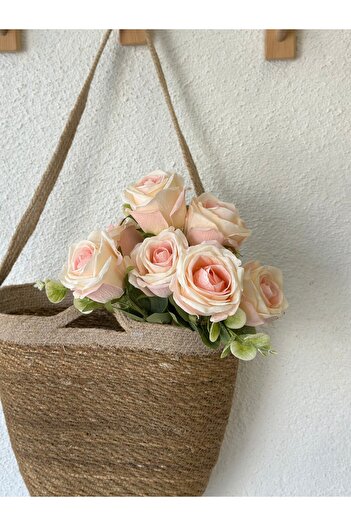 Decamor home 1. Buchet de trandafiri roz pudrat artificial de calitate 45 cm