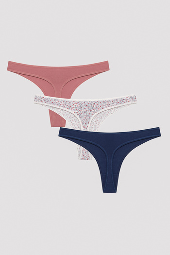 Penti Chiloți tip tanga, multicolori, 3 piese Dots Trial