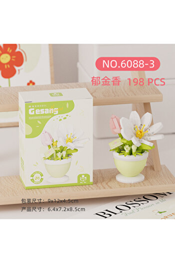 Choice3 No box 6088-3 2024 New Original Rose Flower Gift Box Tulip Lotus Building Blocks Flower Model Tiny P