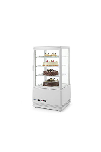 HENDI Cold display case for presentation, white, 68 lt, temp range 0-12 gr C, 170 W, 3 adjustable shelves on the rail