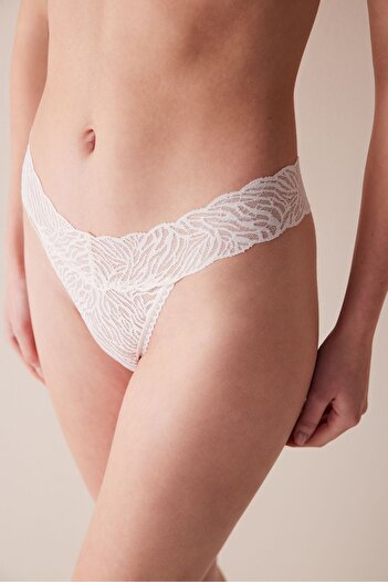 Penti Chiloți tanga din dantelă Lacy Elegance Ecru