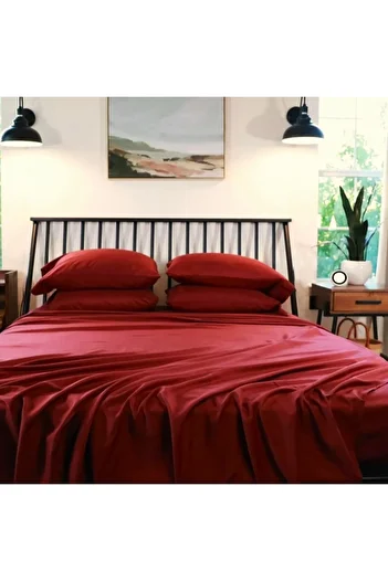 Kotonia Home bed sheet, 100% cotton, plain color, red, 240 x 260 cm