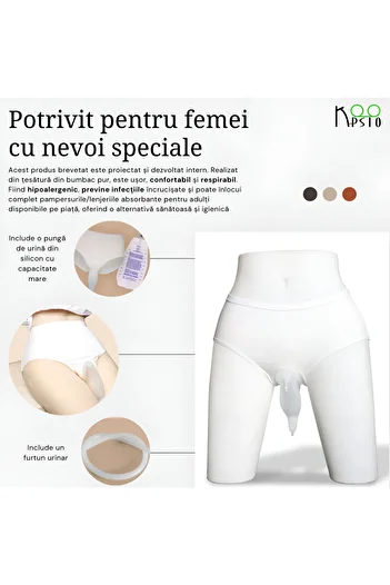 Koopsio Chiloti Incontinenta Urinara pentru Femei, Koopsio, Bumbac, Marime 2XL-3XL 74-100 cm