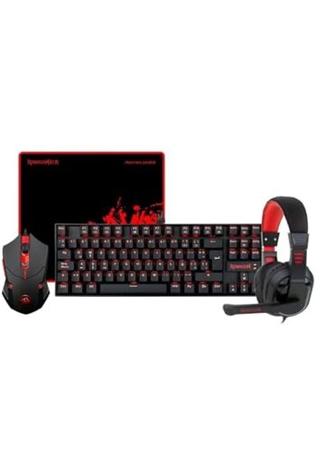 REDRAGON مجموعة 4 في 1 - لوحة المفاتيح K552، الماوس M601 Centrophorus، لوحة ماوس الألعاب P001 Archelon، Garud
