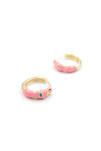Royaleks Enameled Hoop Earrings - Pink