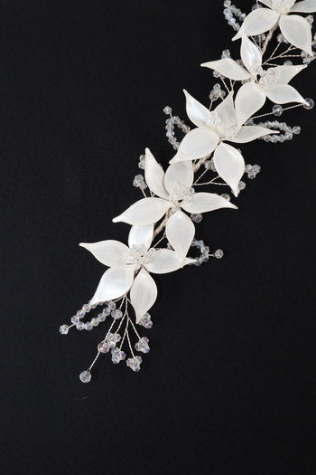 KEEBA Coroana de mireasa cu perla florala. Accesoriu pentru păr de mireasă. Accesoriu pentru păr de logodnă. Accesorii pentru păr Söz Nikah Kına