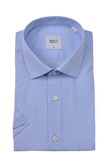 KAMER Men's Classic Solid Color Short Sleeve Shirt Cotton 9400 Bgl-St04582
