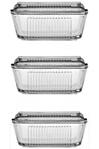 Paşabahçe 3-Piece Butter Food and Breakfast Glass Storage Set - 97711 072oa Ttkcs