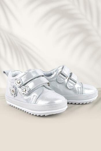 Rakerplus Limpo Genuine Leather Silver Anatomical Baby Girl First Step Shoes