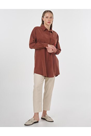 Kayra Embroidered Modal Tunic Brown