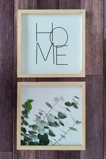 Tooall Living Room, Eucalyptus Home Written Wooden Framed Painting Set