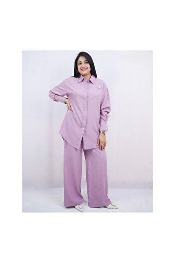 AL BATOOL Linelle Long Sleeve Co-ord Set for Women, Elegant and Comfortable Two-Piece Outfit