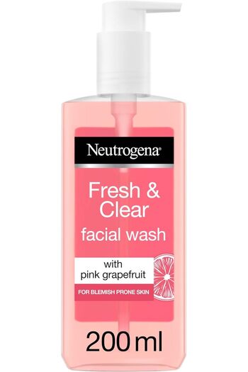 Neutrogena Fresh & Clear Face Wash, contains pink grapefruit and vitamin C, gently cleanses the skin