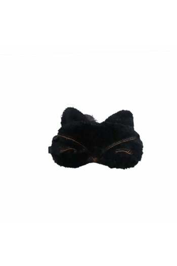 PUFO Fluffy mask for sleeping or traveling, with removable gel, Pufo Foxxy, 20 cm, black