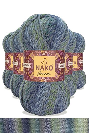NAKO Hercai Ebruli 5 Pieces Cardigan Sweater - Beanie Hand Knitting Yarn Wool 28046