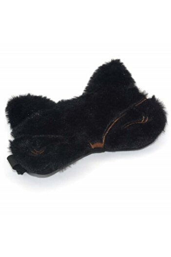 PUFO Fluffy mask for sleeping or traveling, with removable gel, Pufo Foxxy, 20 cm, black